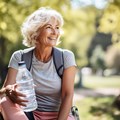 Frau mit Wasserflasche in der Hand
